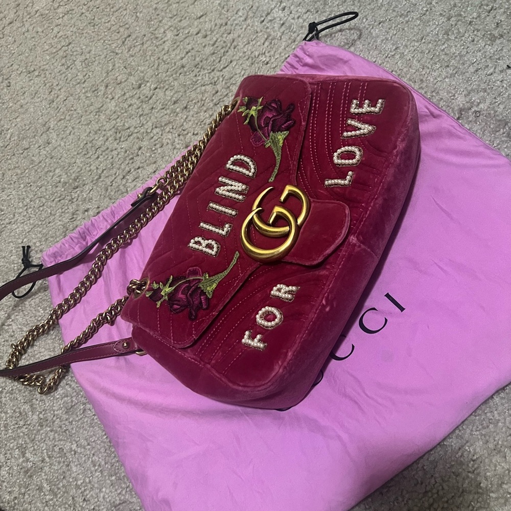 2016 Gucci Velvet medium Marmont  Matelasse shoulder bag